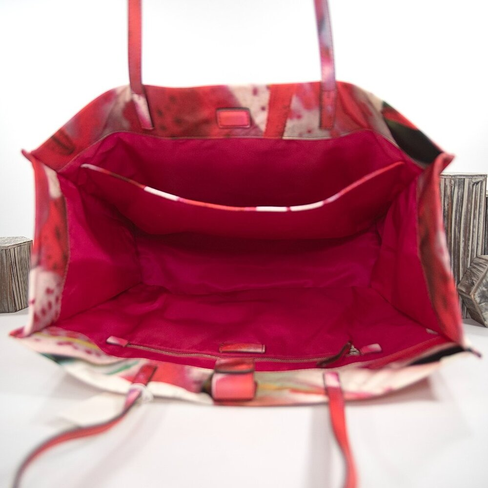 Tory Burch Bold Pink Lily Nylon Leather Large Tote Bag NWT - Picture 6 of 7